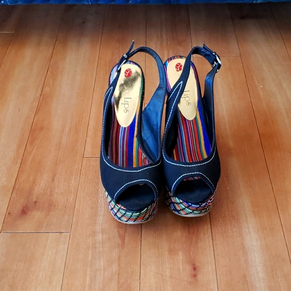 Two Lips Wedge Multi-colored Sandals - Picture 2 of 4